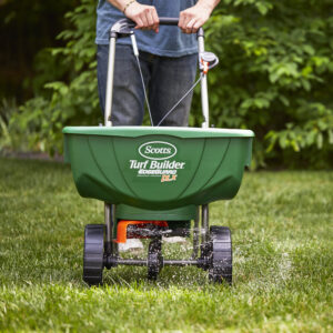 Scotts Turf Builder Edge Guard DLX Broadcast Spreader for Seed, Fertilizer and Ice Melt